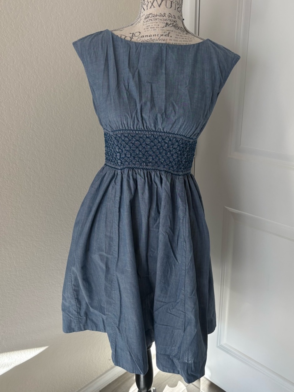 Kate Spade Blue Smocked Waist Women's Dress